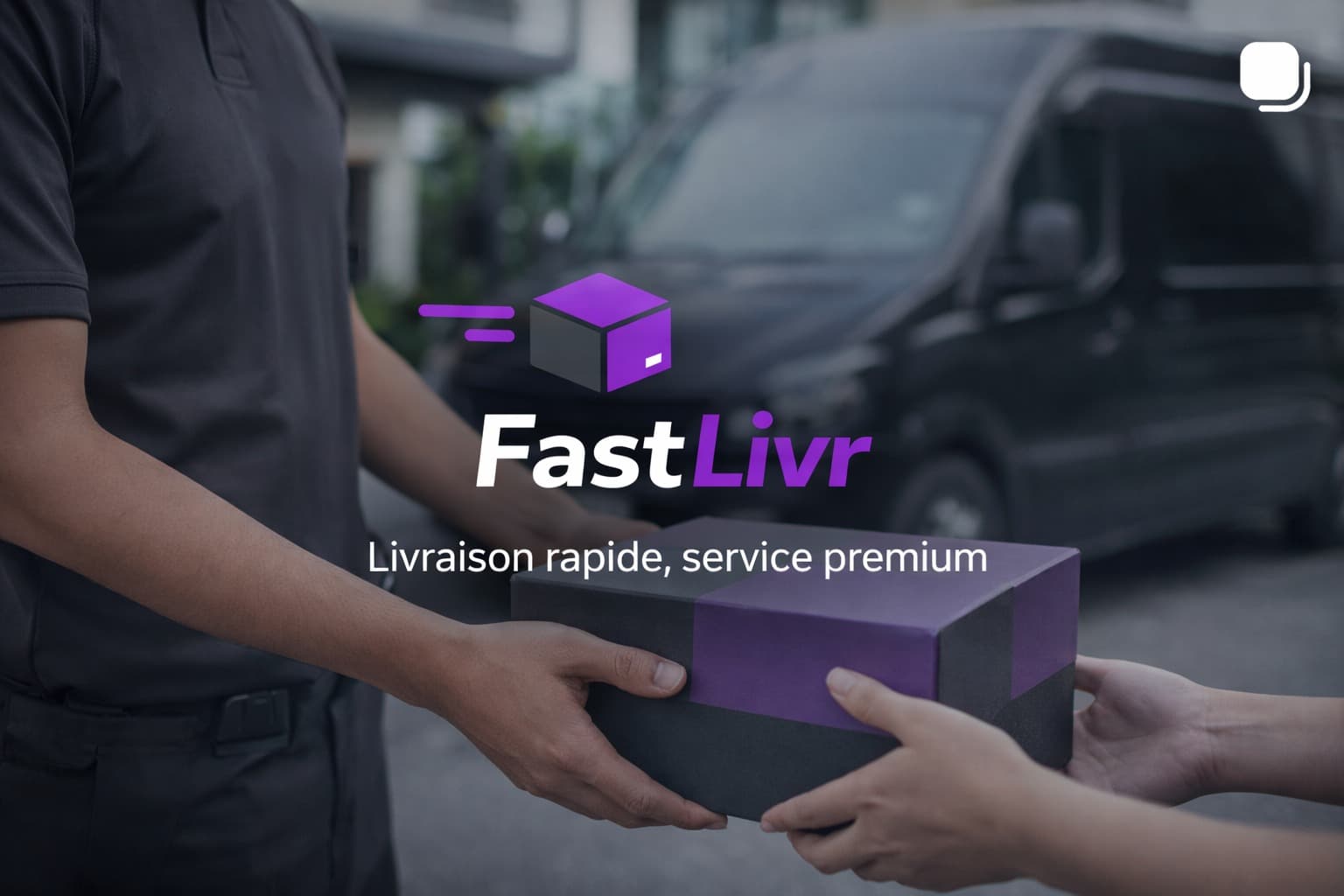Livreur avec colis en livraison rapide